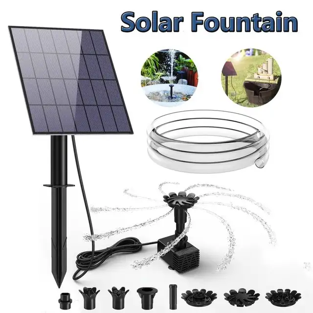 3.5W Solar Fountain Pump DIY Solar Panel Fountain with 4.9FT Water Pipe Pump for Bird Bath Garden Decoration Pets Drinking Pon