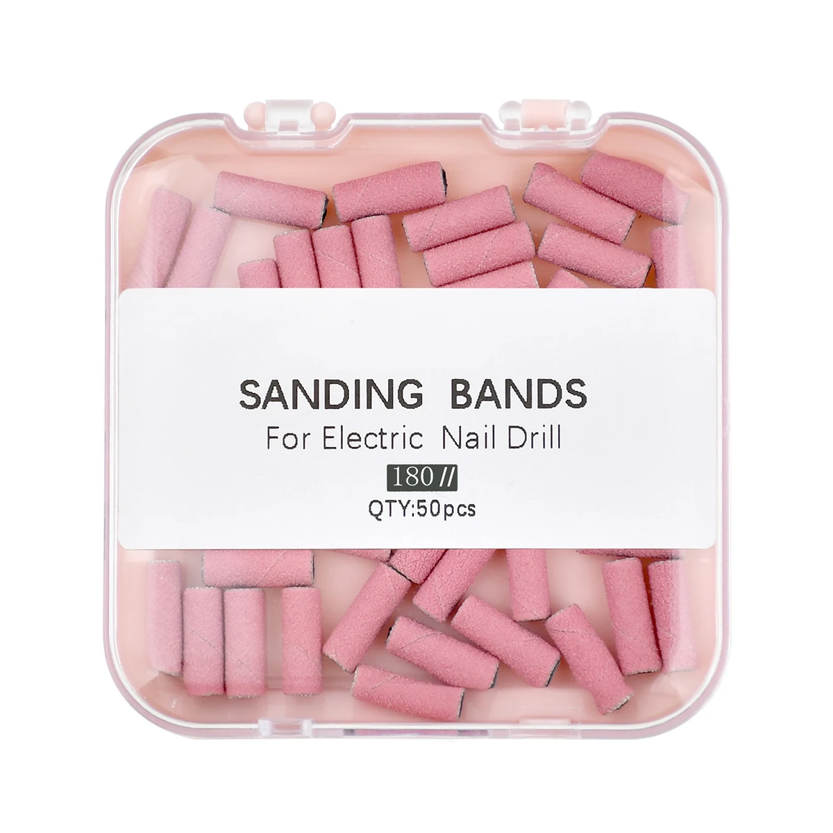 Pink 3MM Sanding Bands 50 Pcs With Mandrel Bit Se 180 Fine Grit Small Nail Files Sanding Band for Acrylic Nails Gel Manicure 6