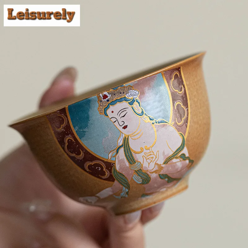 Creative Dunhuang Bodhisattva Tea Set Complete Gaiwan Tea Ceremony Set Teapot And Tea Cup Set Portable Travel Tea Items Gift