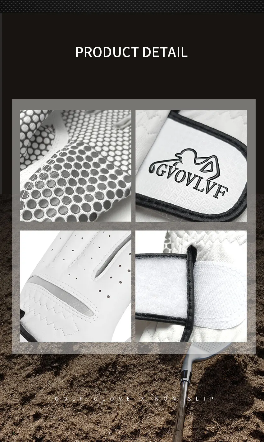 GVOVLVF Golf glove Genuine Sheepskin Leather for Men White Breathable Glove for golfer Anti Slip Soft and Comfortable Gift