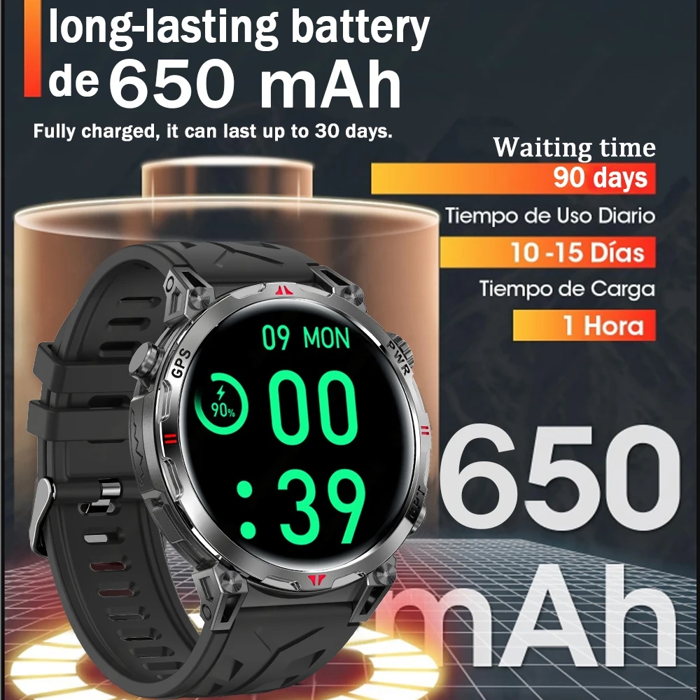 New T-Rex 3 Smart Watch Men GPS Positioning Military 5ATM Waterproof Watch 650mAh Battery Compass Altimeter GPT Assistant Watch