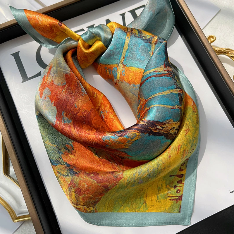 Xiang Ru - Foulard quadrato, per collo o testa, da donna, sensazione di puro cotone o seta sulla pelle bianco Taglia unica