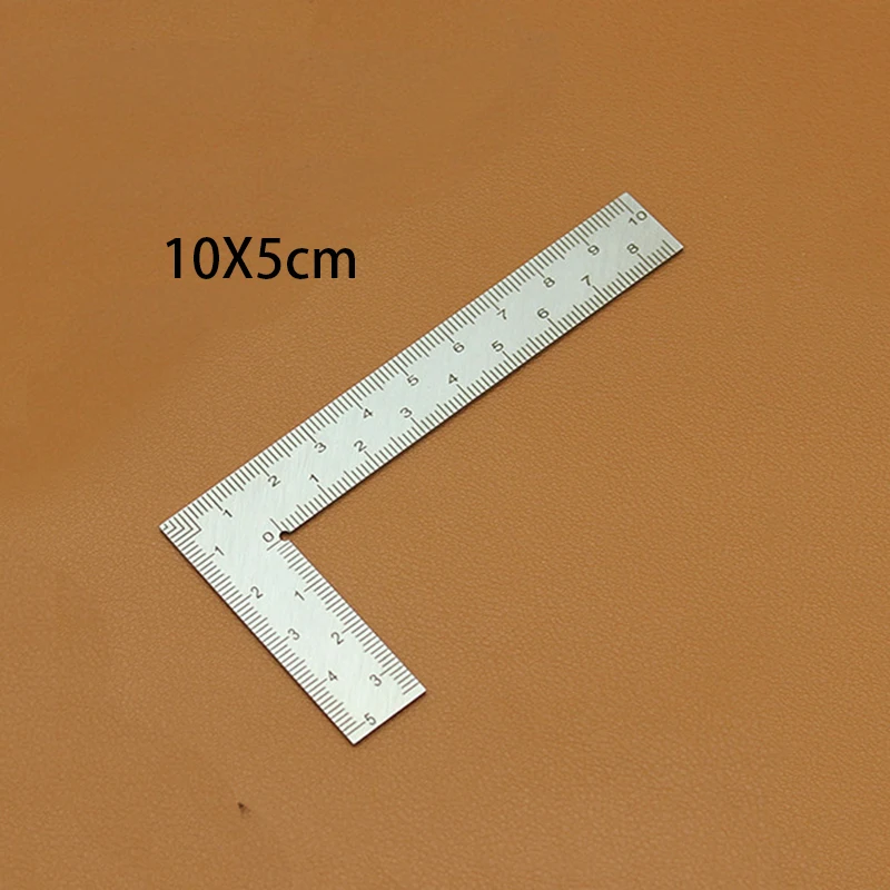 Durable 5x10cm Stainless Steel DIY Leather Right Angle Ruler Leathercrafts Tool For Handmade Cutting Ruler