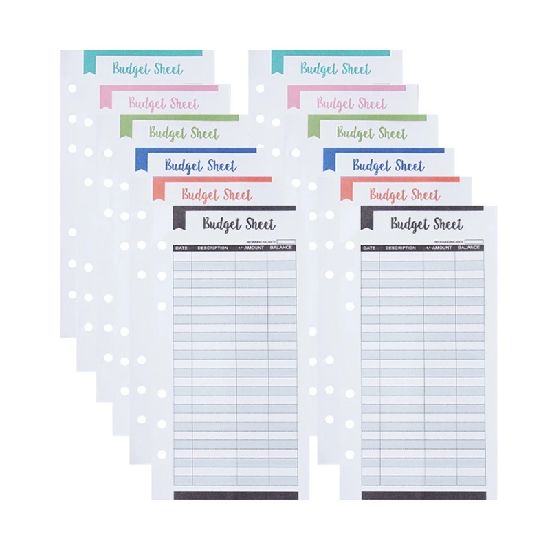 סט של 12 חשבון Tracker תקציב גיליונות כסף ארגונית במזומן חשבונות ספר דו צדדי שימוש כתיבת עם במזומן מעטפה