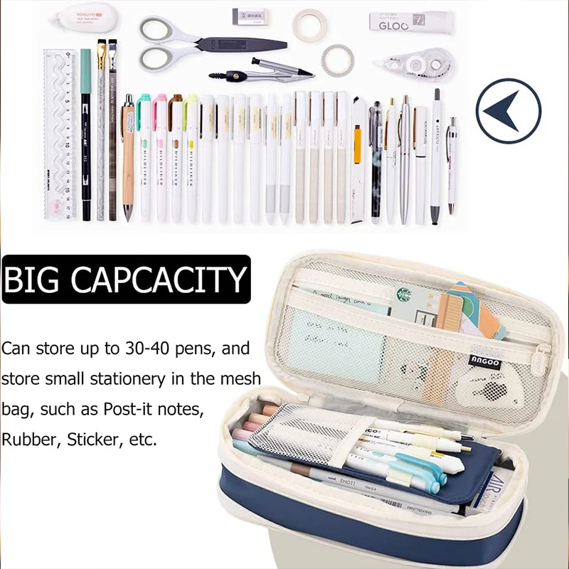 Kawaii Pencil Case Korean Pouch for Girls Large Capacity Pen Box Organizer School Supplies Office Accessories Stationery Bag