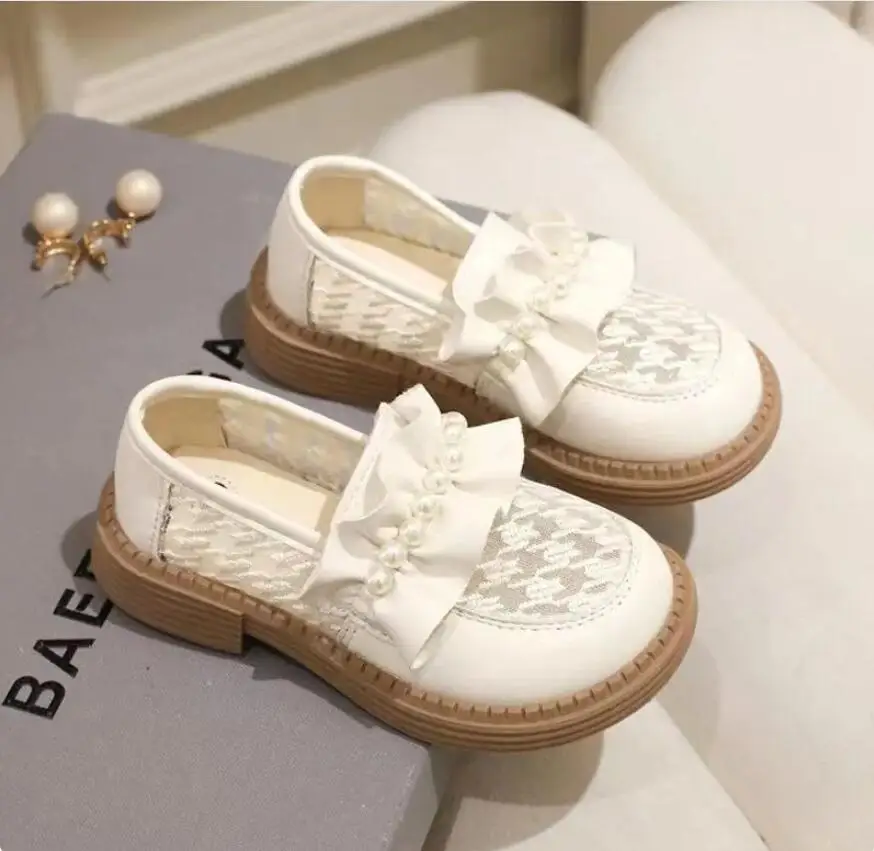 

2023 Spring and autumn new children's small leather shoes large girls net yarn shoes non-slip princess shoes tide leather