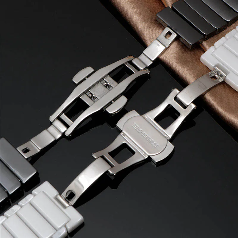 High Quality Ceramic Watchband with Fashion Chain, Waterproof 20-22mm Watch Band
