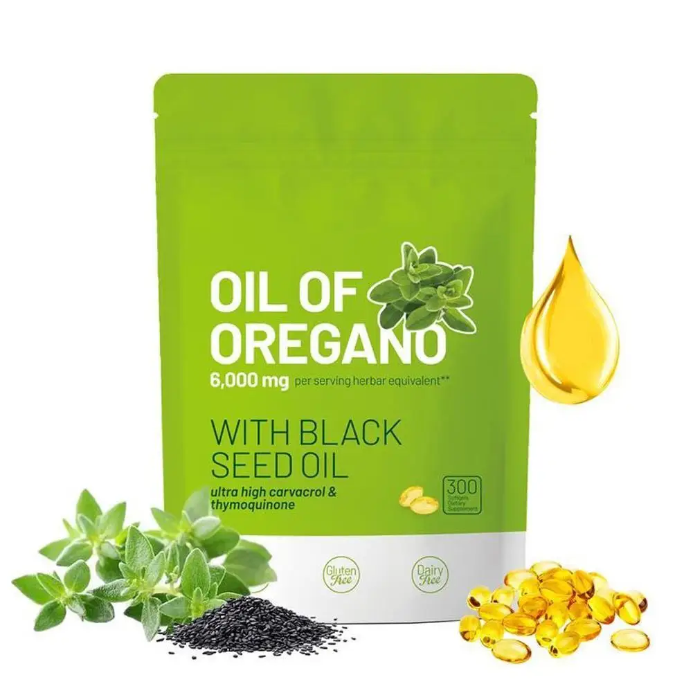 2-in-1 Softgels Oregano Oil Soft Gels 300 Capsules Regulate Digestion Improve The Respiratory System 6,000 Mg