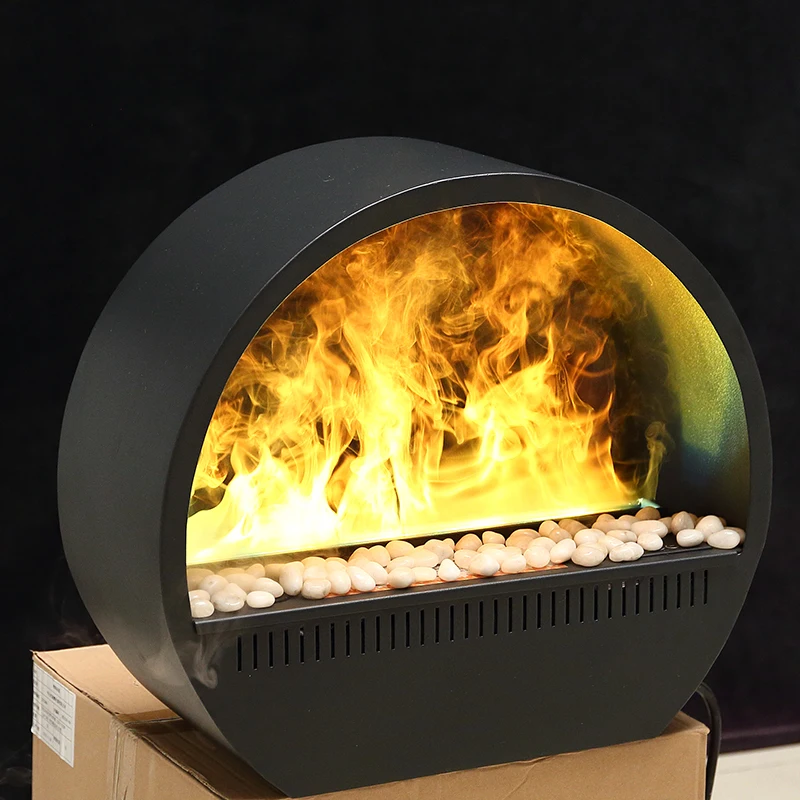 ModernIndoorRoundRemoteControlRecessedElectricFireplaceWater