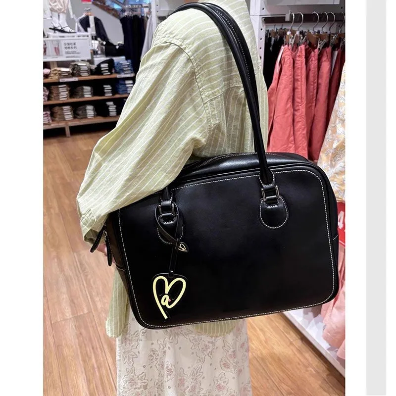 JIAERDI Vintage Coffee Handbag Wallet Women Retro Jk Uniform Large Capacity Tote Bag Female Harajuku Shoulder Bowling Bag 2025