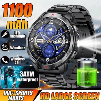 2026 new 1100mAh Super Capacity Battery Adult Men Smart Watch Compass 1.7-inch Bluetooth Call 3ATM Waterproof Sports Smartwatch 1