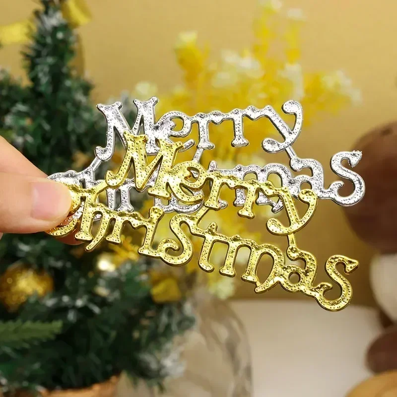 10/1Pcs Merry Christmas Sign Ornaments Happy New Year Gold Sliver Xmas Letter Pendant for Home Tree Door Hanging Drop Ornament images - 6