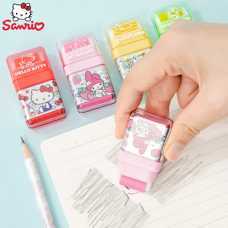 

4Pcs Sanrio Hello Kitty Kuromi My Melody Eraser Pencil Student Stationery Creativity Cartoon Modeling Clean Less Debris Girlgift