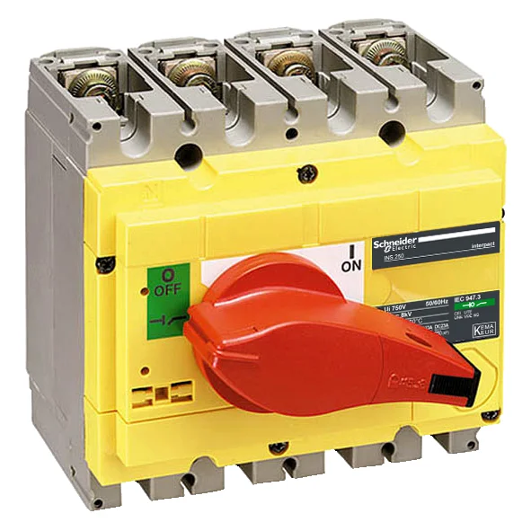 Schneider Electric Merlin Gerin Interpact 31125 Switch Interpact Switch Ins250 4P Punho Vermelho/Face Frontal Amarela