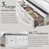King Size Bed Frame with 51" Tall Headboard, Wood Platform Bed Frame with 20" Tall Roman Column Decoration Footboard (White) 5