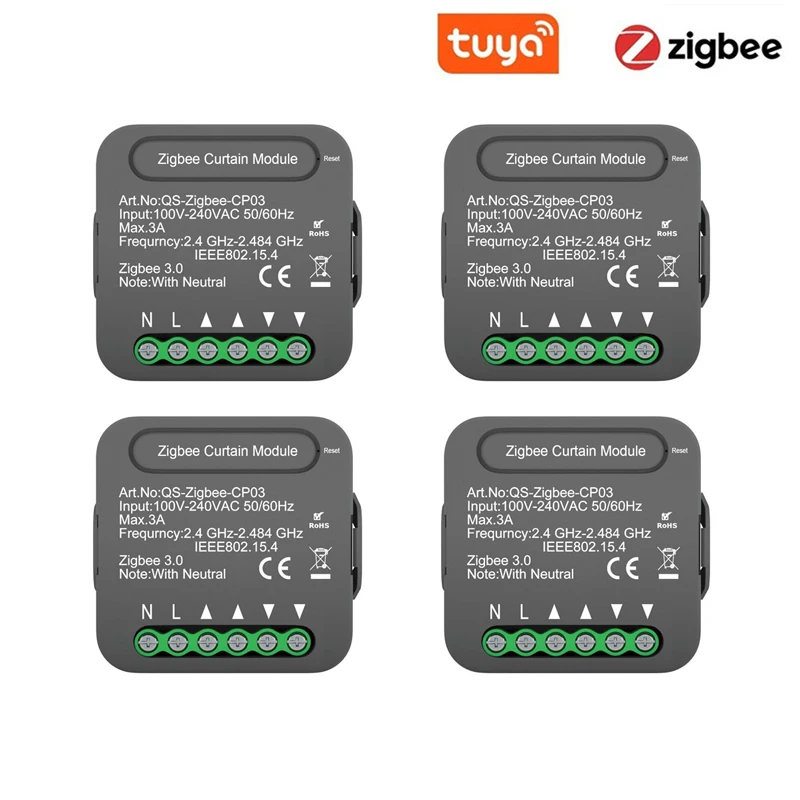 Tuya ZigBee Smart Curtain Module Blind Switch for Roller Shutter Wireless Voice Remote Control Compatible with Alexa Google Home 