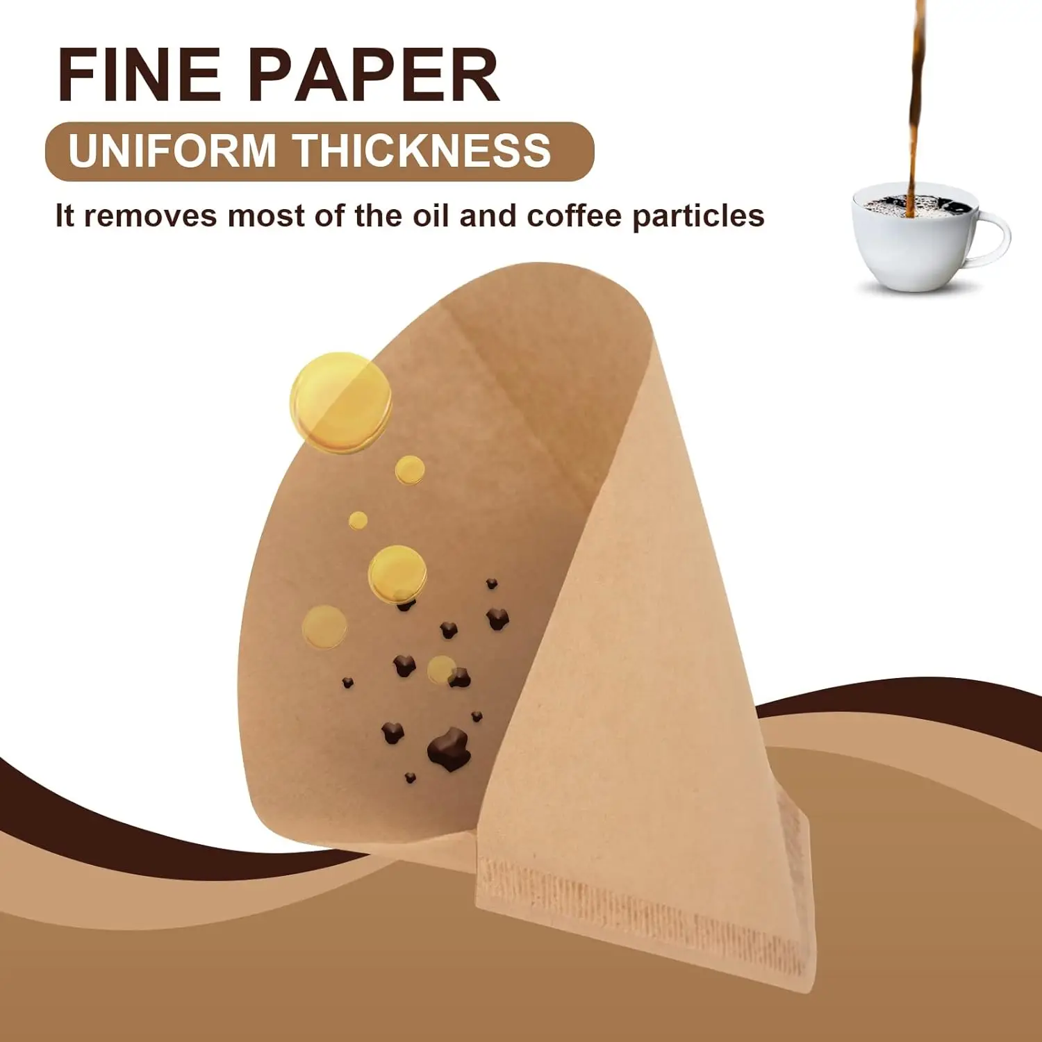 Premium Cone Coffee Filters - 200 Disposable Filters for 8-12 Cup Coffee Makers