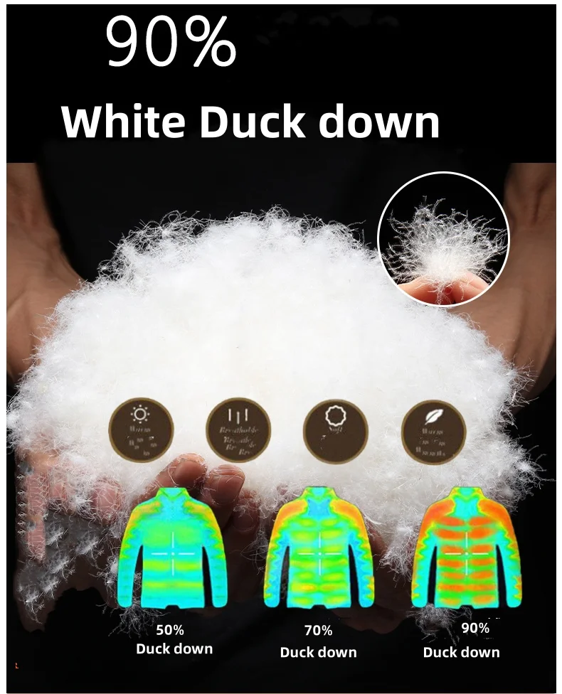 Winter Down Jacket Men's Short Retro Glossy Detachable Hooded White Duck Down Warm Coat Women High Quality Cold-proof Parka