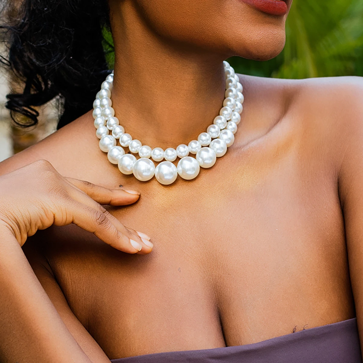 

Lacteo Exaggerated Imitation Pearl Chokers Necklace for Women Trendy Beaded Neck Chain Jewelry Collar Street Accessories Party