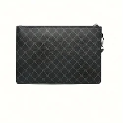Elegant Men's PU Leather Clutch Wallet with Wrist Strap (Black)