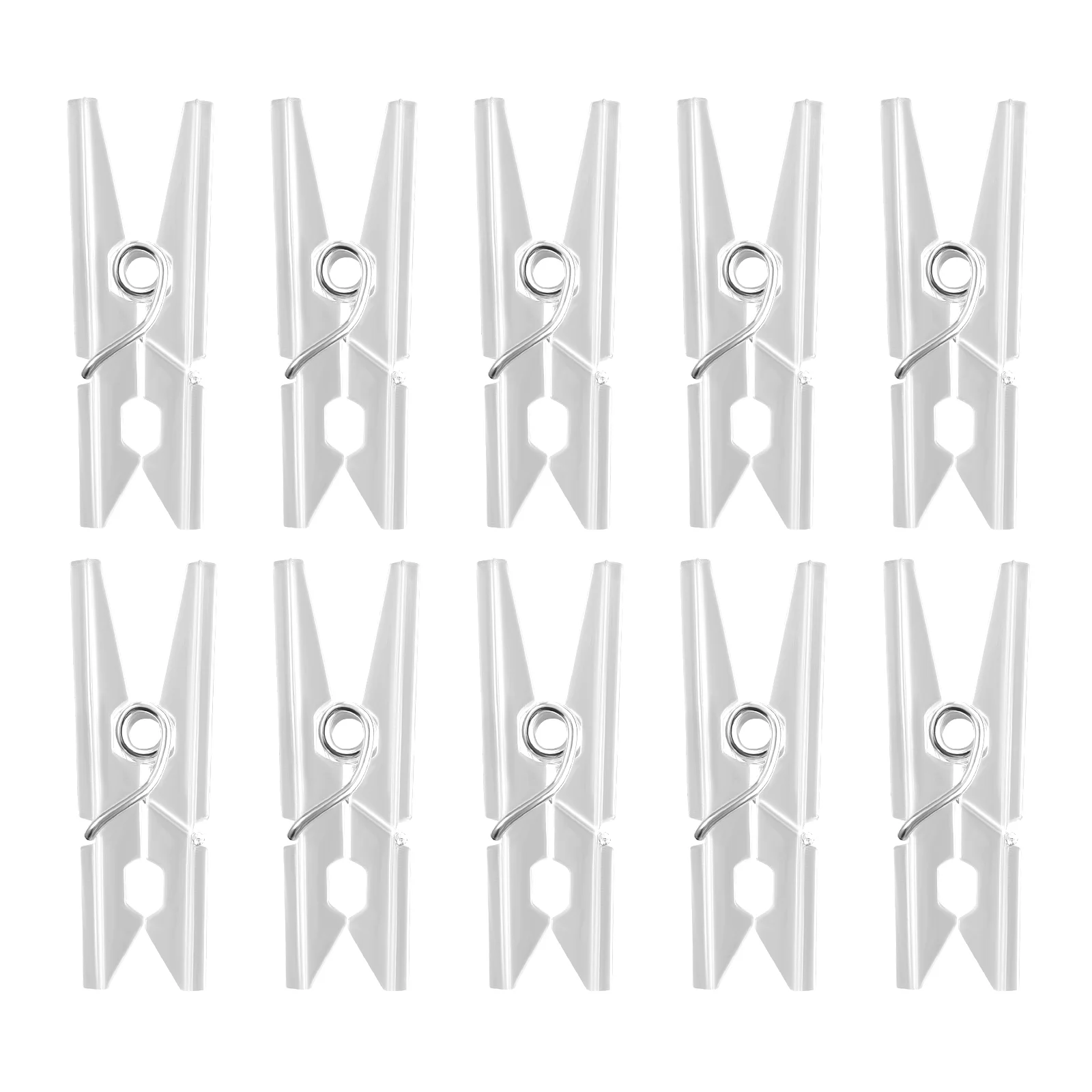 

WINOMO 50pcs Transparent Plastic Clips Mini Clothespins Spring Clothing Hangers Photo Clips for Home Office