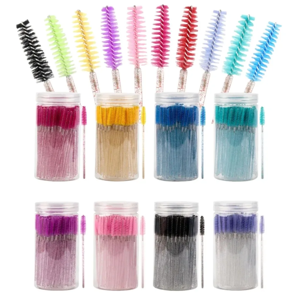 50Pcs Disposable Eyelash Brushes Bendable Crystal Eyebrow Brush Lash Extension Brushes Spoolies Mascara Wand Beauty Makeup Tools