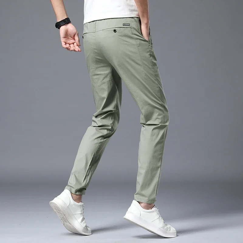 Streetwear Men\'s Fashion Casual Suit Pants Spring Summer Solid All-match Slim Korean Male Clothing New Full Straight Trousers 38