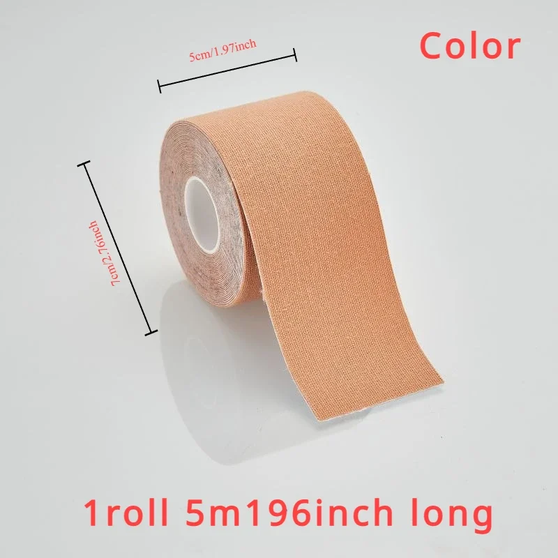 Close-up of a nude-colored kinesiology tape roll, partially unrolled on a white background. The text "Color" is in red at the top right. Black annotations indicate the tape width (7cm/2.76inch) and the roll diameter (5cm/1.97inch).