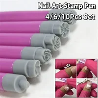 4/6/10Pcs Nail Art Stamping Pens Set Easy Print Shapes 9D Daisy/Rose/Butterfly Nail Stamping Tools for DIY Manicure Accesorios 1