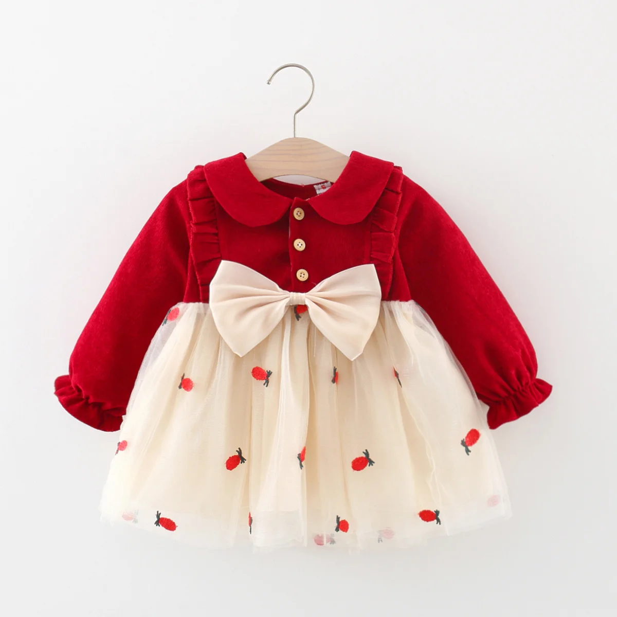 GirlsBabyDressSpringandAutumnGirlsCartoonPineapple