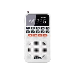 Compact Bluetooth 5.0 Pocket Radio and Music Player with Dual Antenna & LED Flashlight (WHITE)
