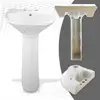 16" Compact White Pedestal Bathroom Sink with Overflow Heavy Duty Grade A Vitreous China Construction Easy Installation Vintage 2
