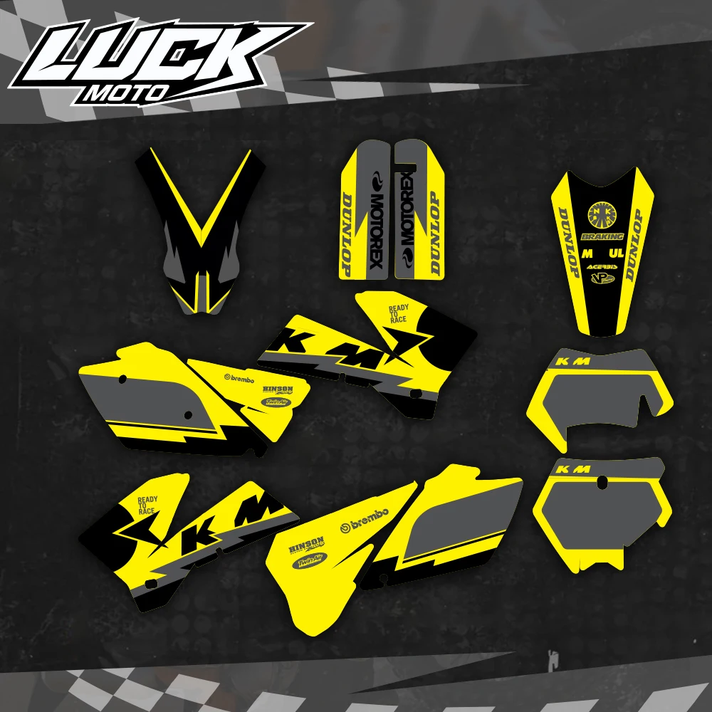 LUCKMOTO 그래픽 데칼 스티커, 오토바이 배경 사용자 정의 번호 이름, KTM EXC EXC-F 125 250 300 450 525 2005 2006 2007