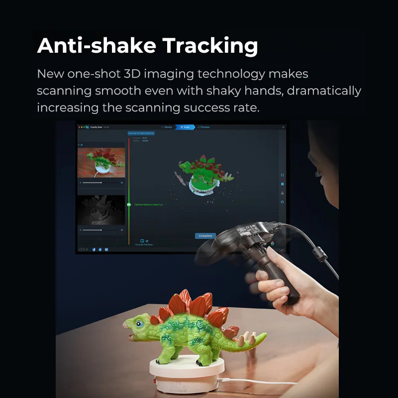 CREALITY 대형 3D 스캐너, CR-Scan Ferret Pro, 24 비트 풀 컬러 스캐닝, 블랙 비 파우더 스프레이, iOS 시스템용 지지대