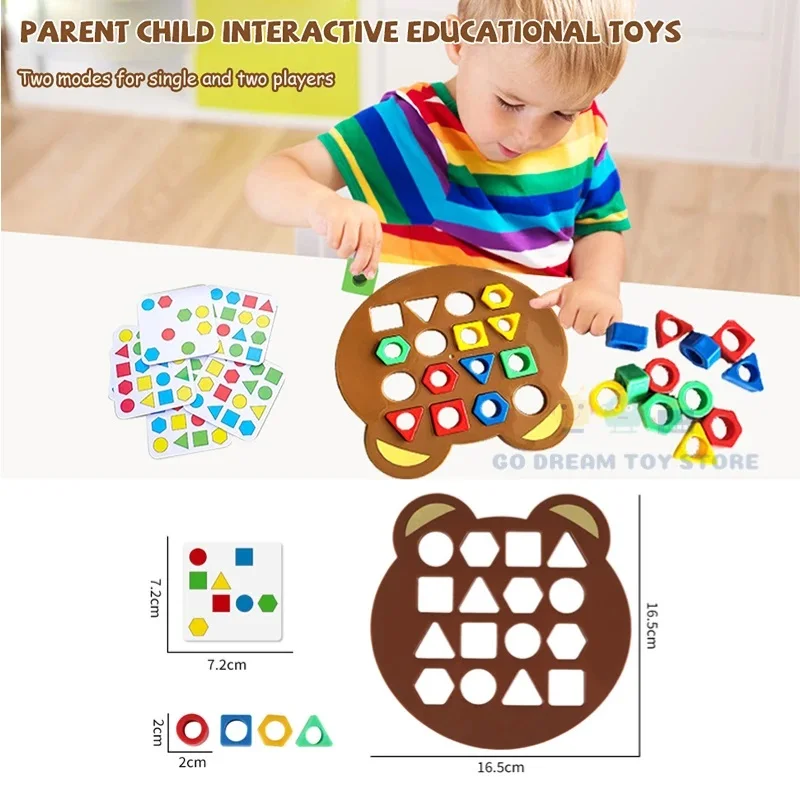 Parent-child Interaction Board Game Geometric Shape Color Cognitive 3D Puzzle Children Reaction Learning Board Developmental Toy 5