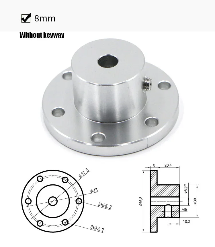 Description Picture 5 of itemFlange Coupling High-strength aluminum alloy Omni wheel diameter 5 6 8 10mm 12 14 15 16 18 mm keyway coupling
