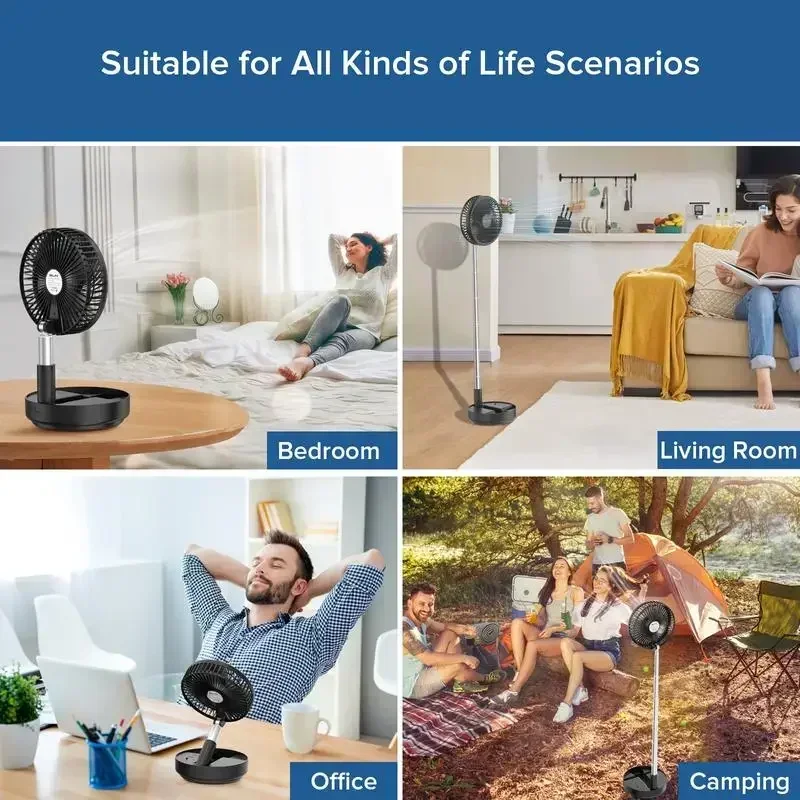 Belife X8 Portable Fan, Cordless Oscillating Fan with Remote, Foldable Adjustable Fan, USB Rechargeable 7200mAh Battery 6