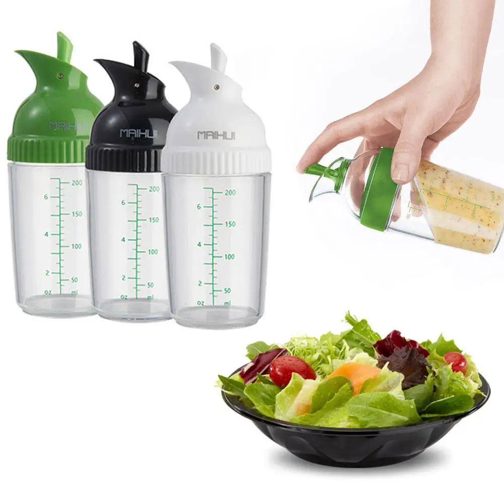 200ml Salad Dressing Shaker Cup Universal Manual Sauces Mixer Kitchen Gadget Salad Leakproof Container Bottle