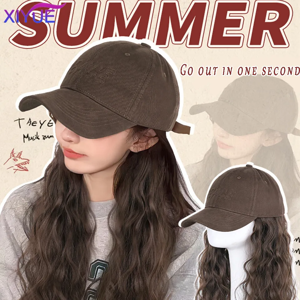 XIYUE  Hat wig all-in-one women's fashion wool curled wig hat women's 2023 new full head cover