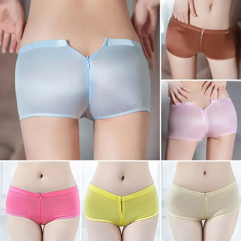 Zipper Open Crotch Boxer Shorts for Women Girls Sexy Underwear Bragas Abiertas Mujer Female Lingerie Lady Intimate Panties 3