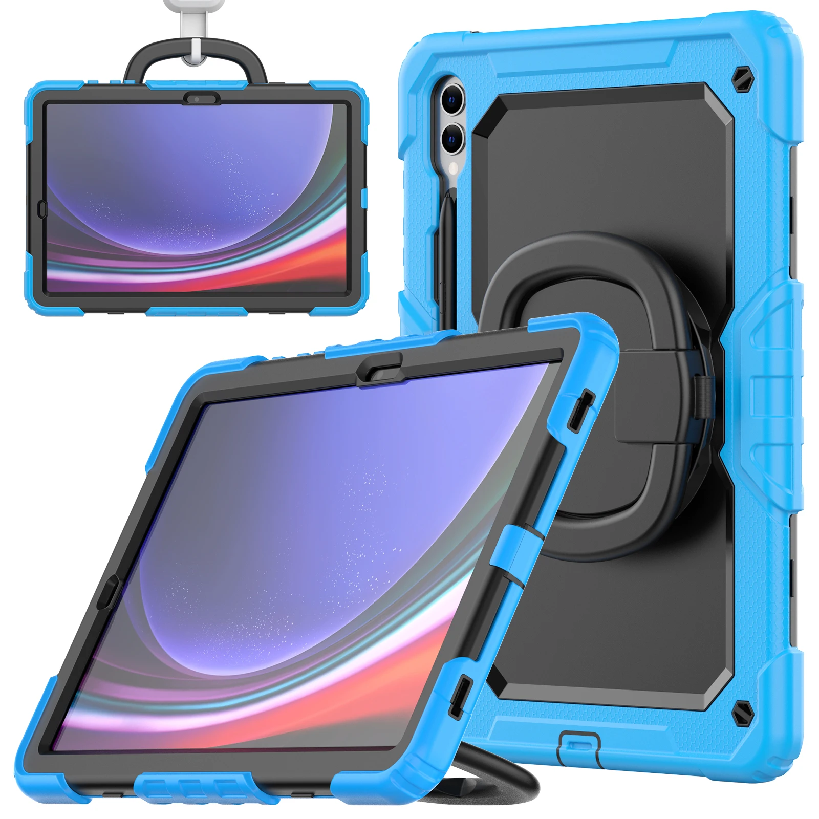Heavy Duty 12.4-Inch Tablet Case with 360° Rotatable Bracket