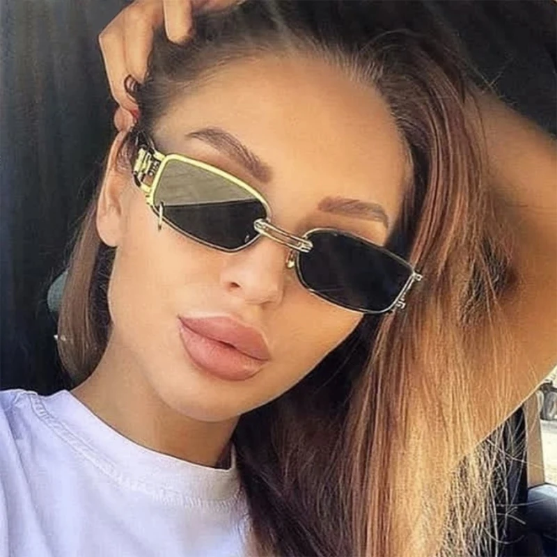 Designer Rechteck Sonnenbrille Frauen Männer Vintage lässige Sonnenbrille weibliche männliche Mode Spiegel im Freien Schatten oculos de sol