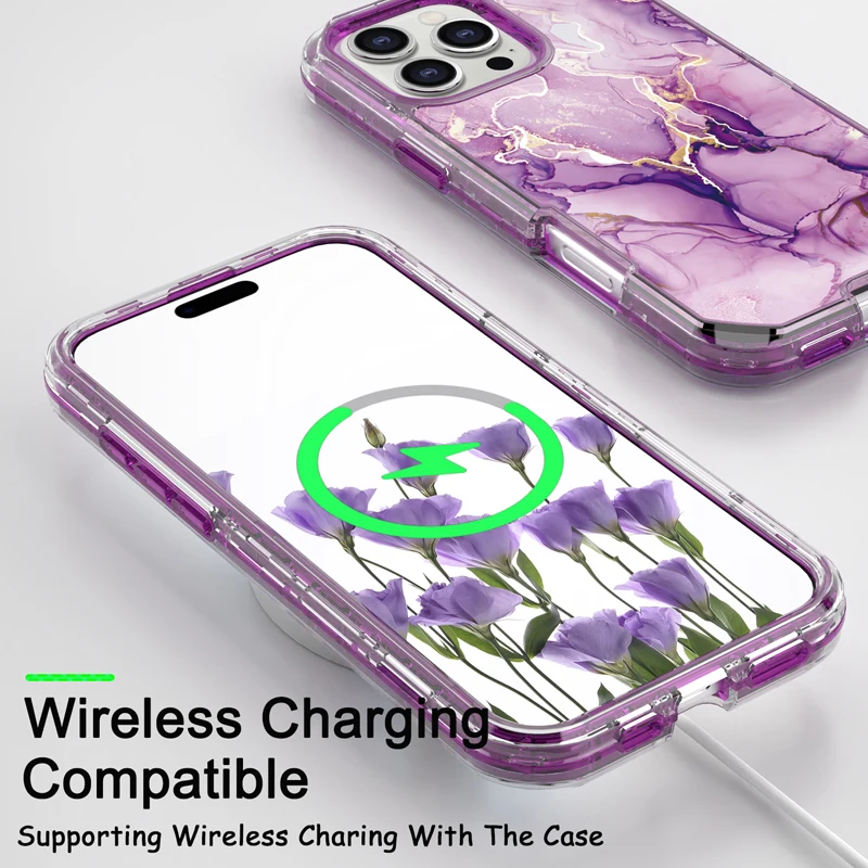 Electroplated 3-in-1 IMD Striped Hard Silicone Case