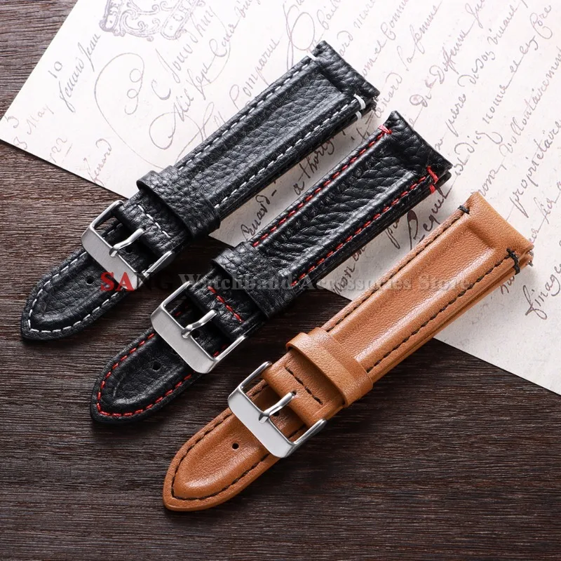 Calfskin Leather Quick Release Retro Watch Band - Business Style Wristband