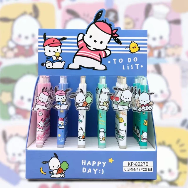 6pcs Series Hello Kitty Cinnamoroll Kuromi Melody Pom Pom Purin Kawaii  Press Neutral Pen Box Cartoon Cute Y2k Press Pen School Learning Supplies  Pochacco Birthday Gift, Free Shipping For New Users