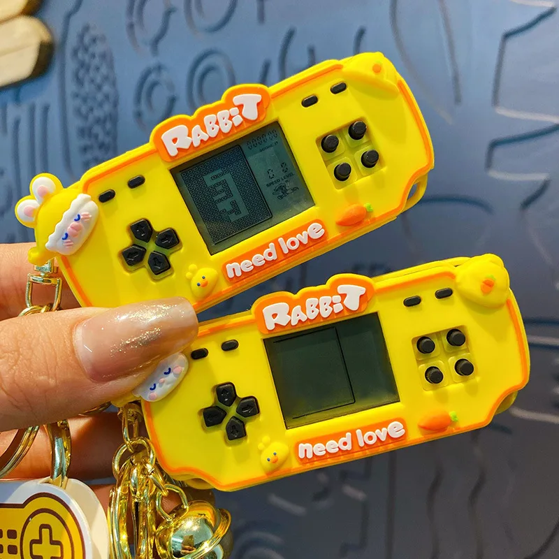 Vintage Mini Game Console Machine Keychain Funny Backpack Car Pendant
