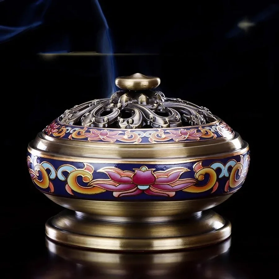 

Decoration Incense Burner Ornament Modern Luxury Copper Incense Burner Lotus Oriental Chinese Gift Portable Wierook Room Decor