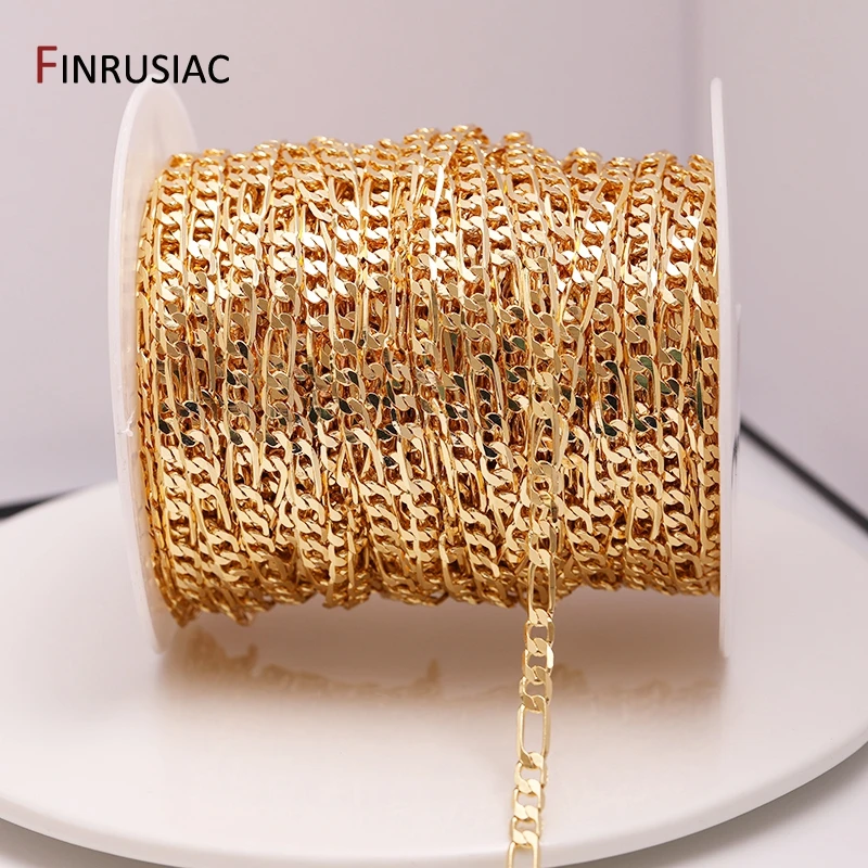 14KGoldPlatedCopperMetalCableChainForJewelleryMakingWholesale