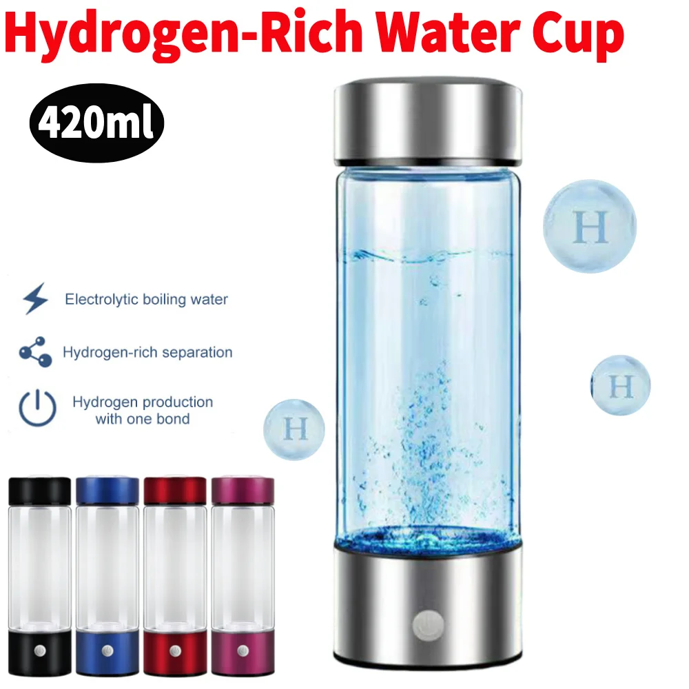 Portable Hydrogen Water Bottle Hydrogen Water Bottle Generator 3 Minutes Mode Electrolytic Element Cup for Outdoor Sports