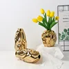 Modern Light Luxury Creative Ceramic Golden Vase Decoration Living Room Bedroom Decoration Cabinet Flower Vase Home Decoration 2